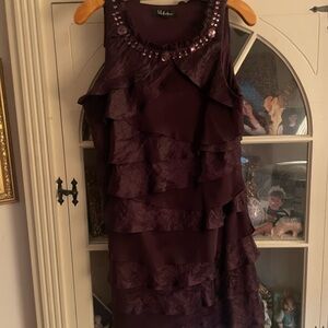 SL Fashions Alined Deep Purple Layered Mini Dress 18